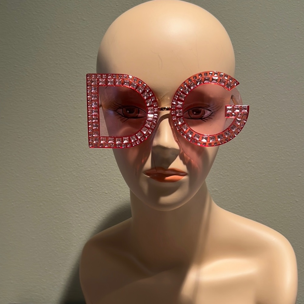 Sunnies Say DG They Are Red With Pink Rhinestones